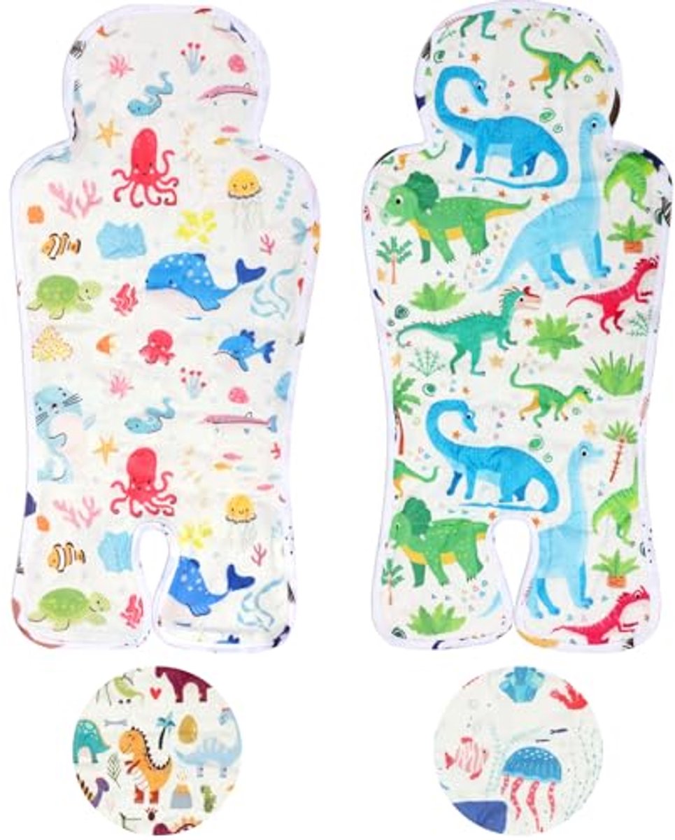 Image of 2 Stuks Baby Koelmat voor Autostoel en Kinderwagen - Ademende en Omkeerbare Koelpad
