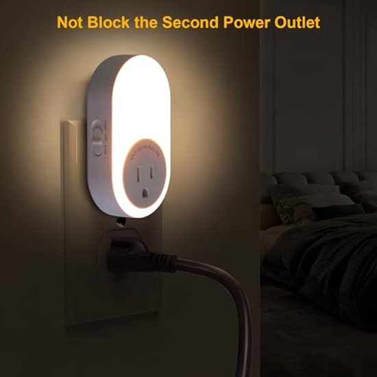 Nachtlampje met schemering tot dageraad sensor, instelbare helderheid voor slaapkamer en woonkamer van Merkloos — afbeelding 4