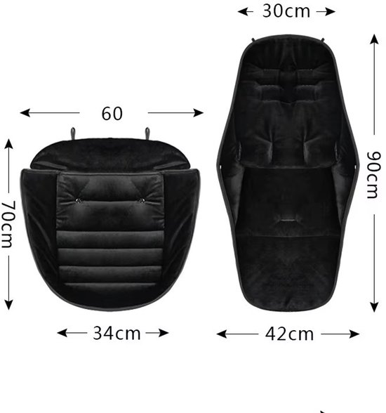 Universele Luxe Zwarte Voetenzak - Kinderwagen & Buggy, Gevoerd, Wind- en Waterafstotend van Universele — afbeelding 3
