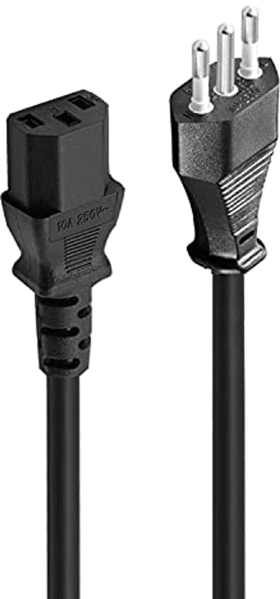 Stroomkabel 10A naar VDE IEC C13 1,8m kabel H05VV-F 3G zwart