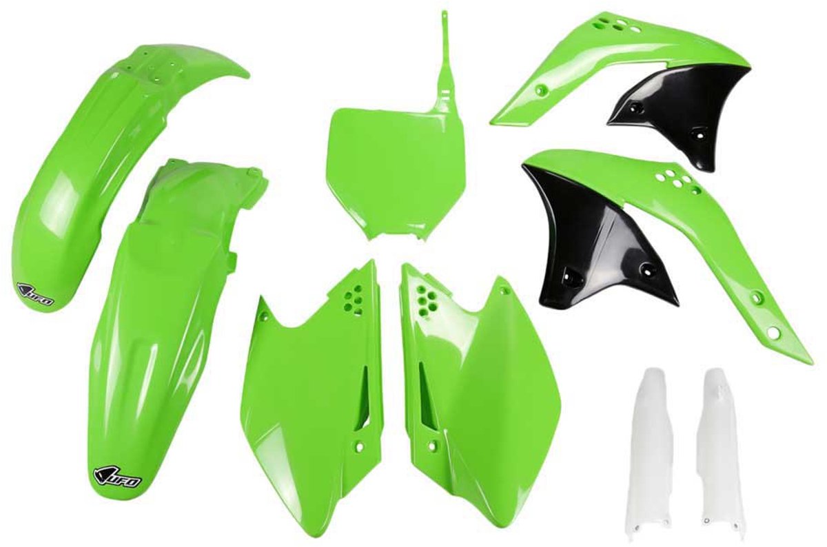 Ufo Kawasaki Kxf 250 2007-2007 Kakit208f-026 Fork Protectors & Plastic Set Groen