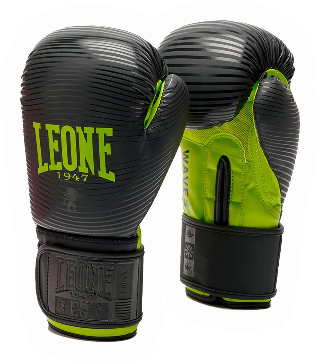 Leone1947 Waves Kunstleren Bokshandschoenen Zwart 12 oz