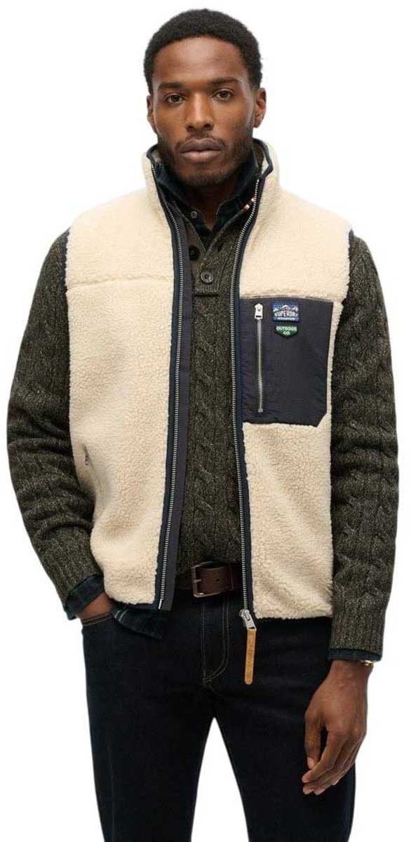 Superdry Jas Vintage Fleece Gilet M5012160a Oatmeal Mannen Beige