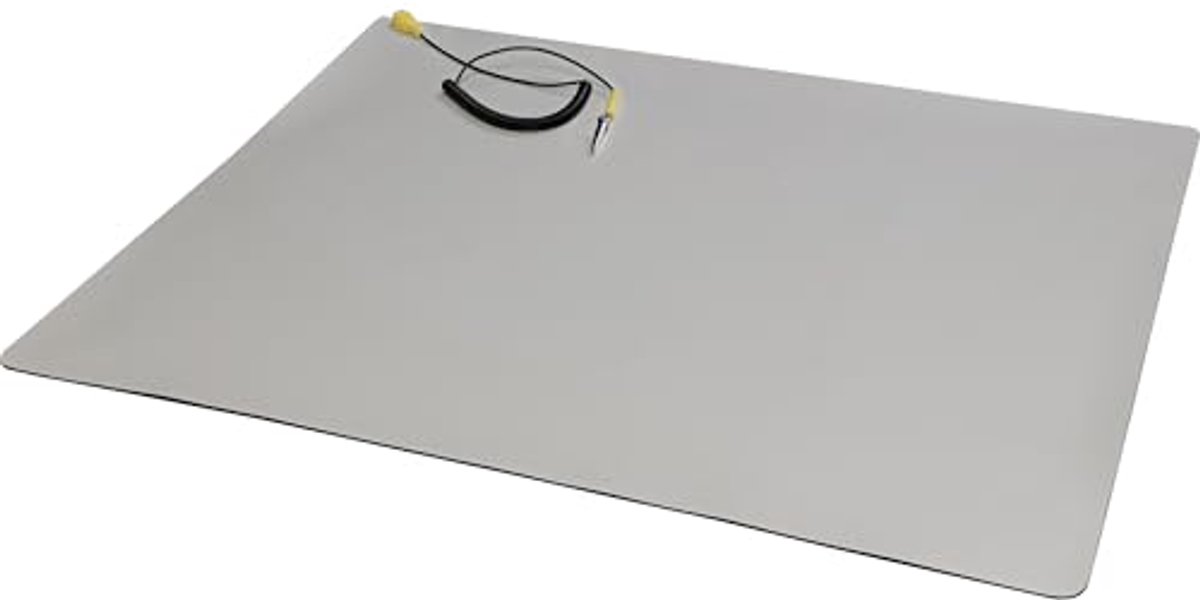 Antistatische werkmat 50x60 cm met spiraalkabel en krokodillenklem