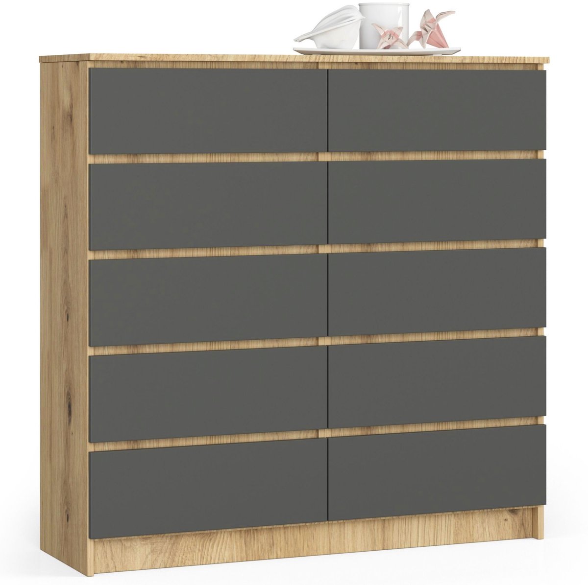 Ladekast K120 met 10 Lades / AKORD Furniture Factory / Artisan Eik - Grafietgrijs / 120 x 121 x 40 cm