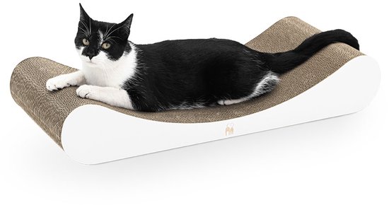 Griffoir en carton Petrebels pour Chats - Lily 75 - Wit - Carton robuste - Griffoir Design - 75 x 31 x 13 cm