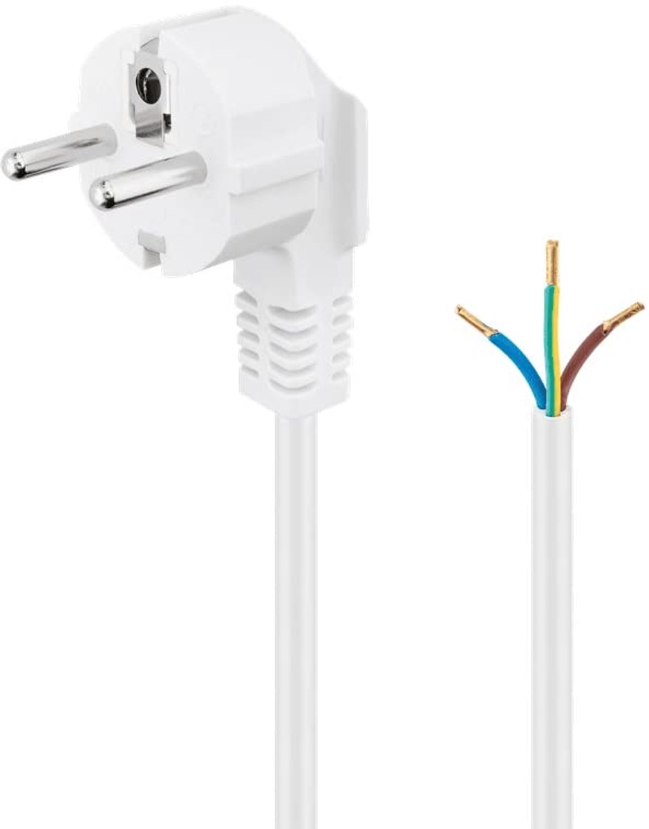 Stroomkabel voor Schuko-stekker, 3 x 1 mm, 3 m, wit