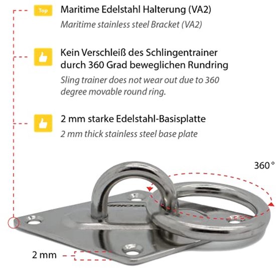 Stryser Wand- Deckenhalterung Wandhalterung in X für Sling Trainer Schlingentrai