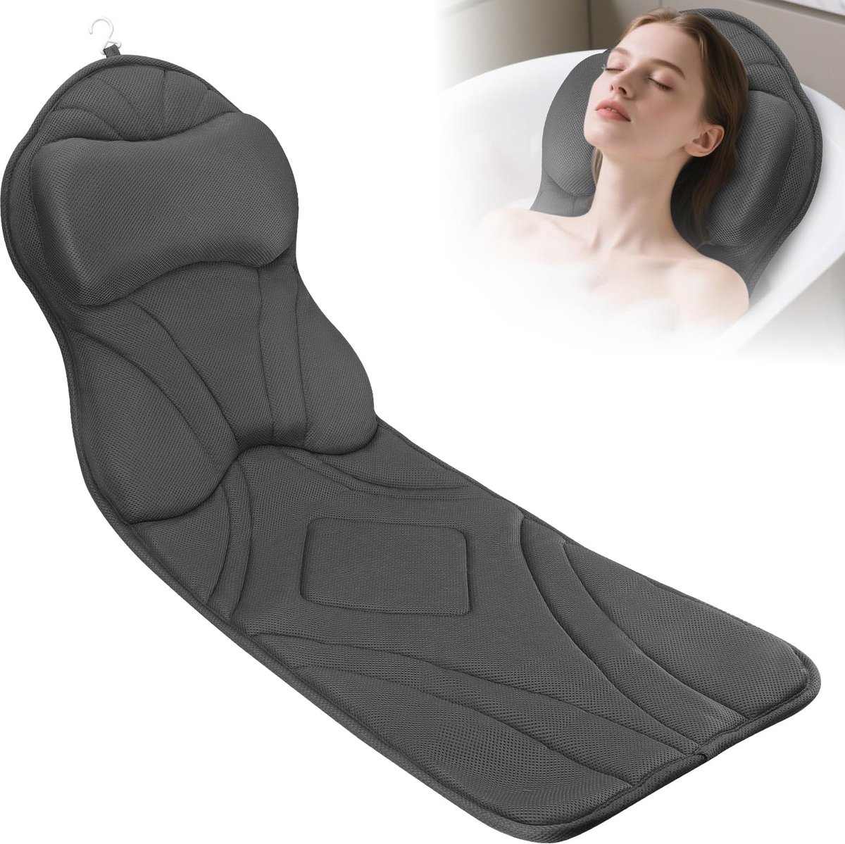 Ibenzoa® Ergonomisch badkussen met 4D-mesh en antislip zuignappen voor ultiem comfort