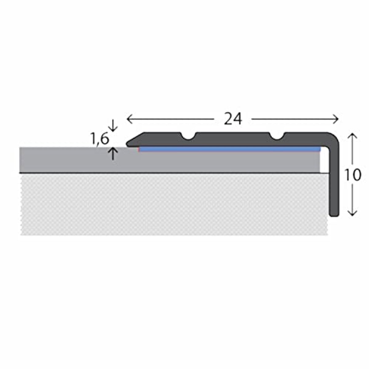 Aluminium Hoekprofiel 24 x 10 mm - Zelfklevend en Duurzaam voor Trapranden en Drempels