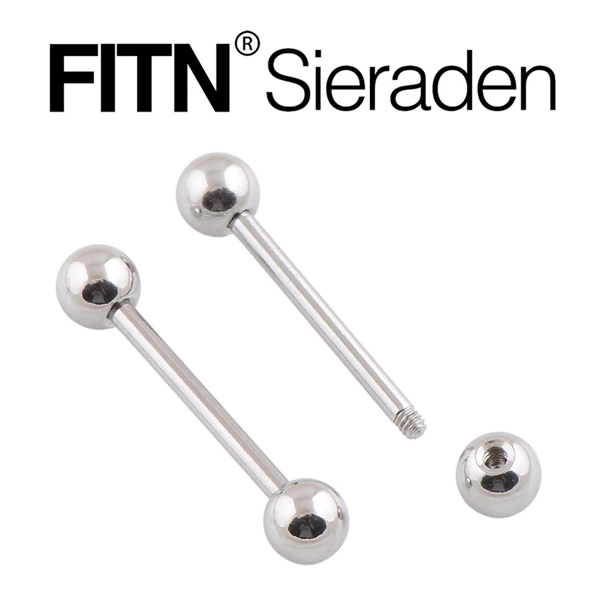 FITN-TBBT-Titanium Tongpiercing Oorpiercing-Zilver Kleurige-1.6*22*5mm-Barbell Lichaamspiercing Oor Piercing met Balletjes