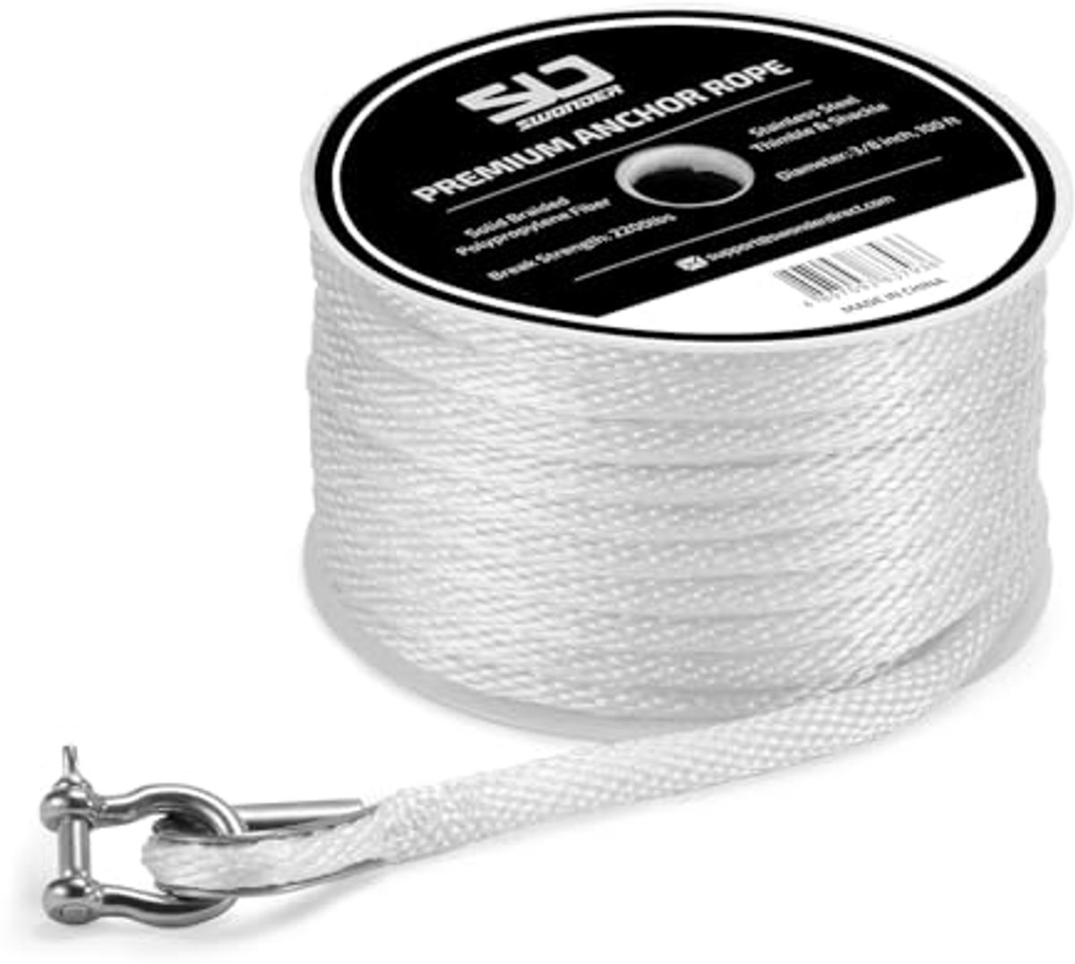 Premium gevlochten ankertouw 3/8 inch 100ft - ideaal voor boten