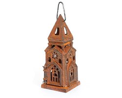 Decoratieve gietijzeren kaarslantaarn voor rustieke inrichting - 8,8 inch hoog