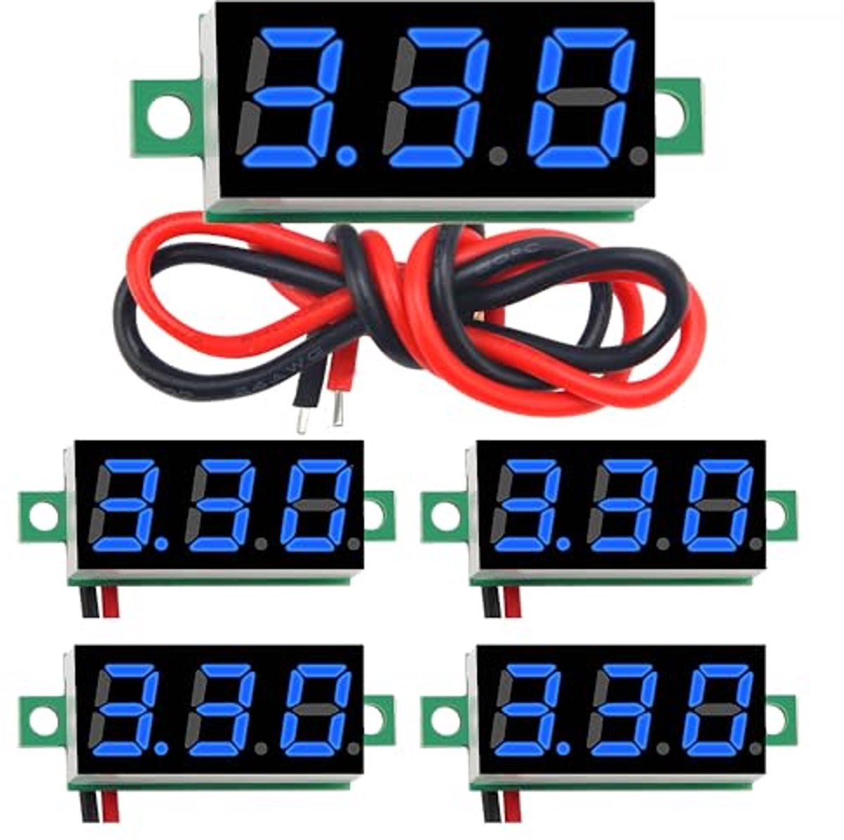 5 Stuks Mini Digitale Voltmeter 0.28 Inch - Nauwkeurige DC Metingen en Omgekeerde Polariteit Bescherming