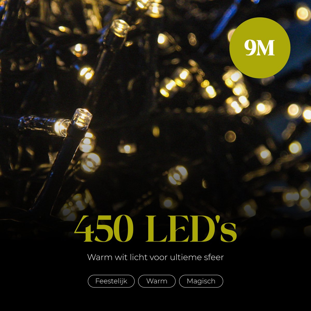 Giftmas Kerstboomverlichting - Kerstverlichting Buiten - 9M Clusterverlichting - 450 Warm Witte LED’s - Binnen en Buiten - Warme Sfeerverlichting – foto 2
