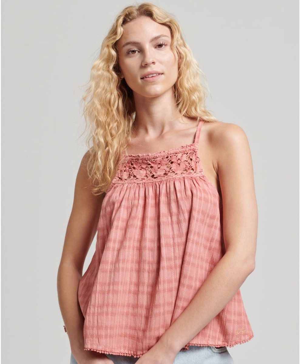 Superdry Vintage camitopje met halternek Dames Tops Roze