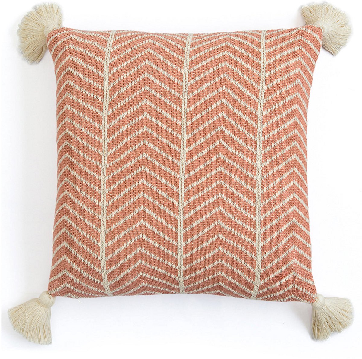 Urbane Hide Aceline Gebreide Kussenhoes - 45x45 cm - 100% Katoen - Sierkussenhoes Dusty Coral - Trendy Woonaccessoire (Zonder Binnenkussen) Beige