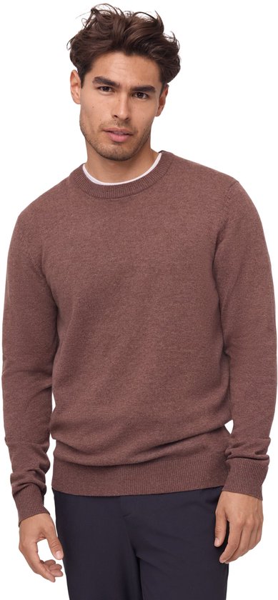Pull DANISH ENDURANCE en laine mérinos et cachemire mélangés - Pull col rond en maille Premium - Douceur luxueuse - pour homme - Marron - XL