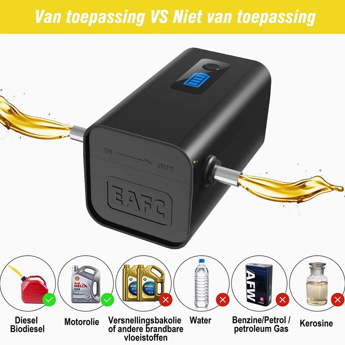 EAFC Elektrische Oliepomp 12V, Draadloze Auto Oliepomp Olie Transfer Pomp Levering Motor Vloeistof Aanzuiging Verandering, Draagbare Brandstofpomp Brandstofpomp Gereedschap Voor Auto Motorfiets Boot Oliepomp thumbnail 4