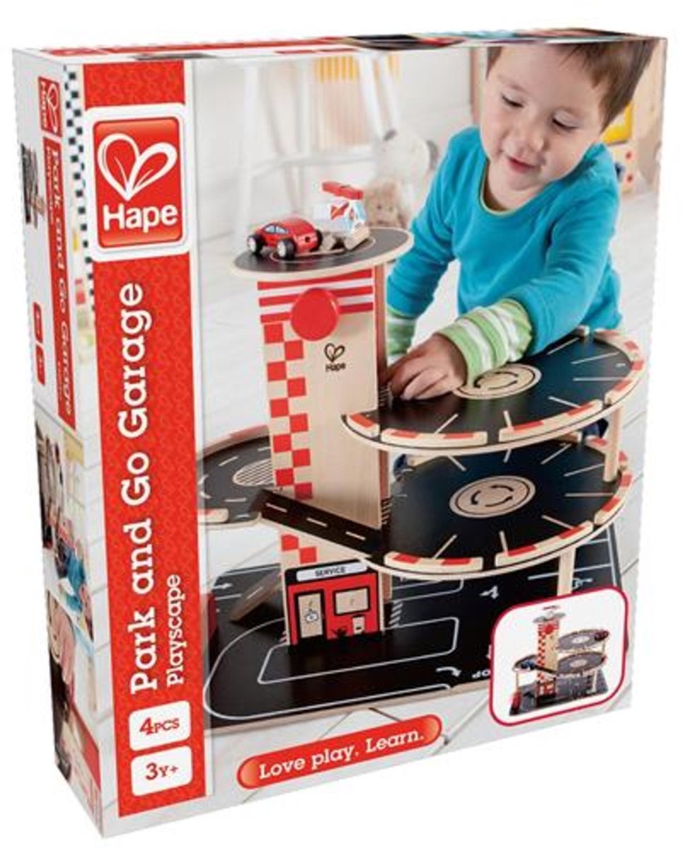 Hape Park & Go Garage - Speelgoed Parkeergarage met Lift, Helikopter en Auto's, 3 jaar+ — afbeelding 2