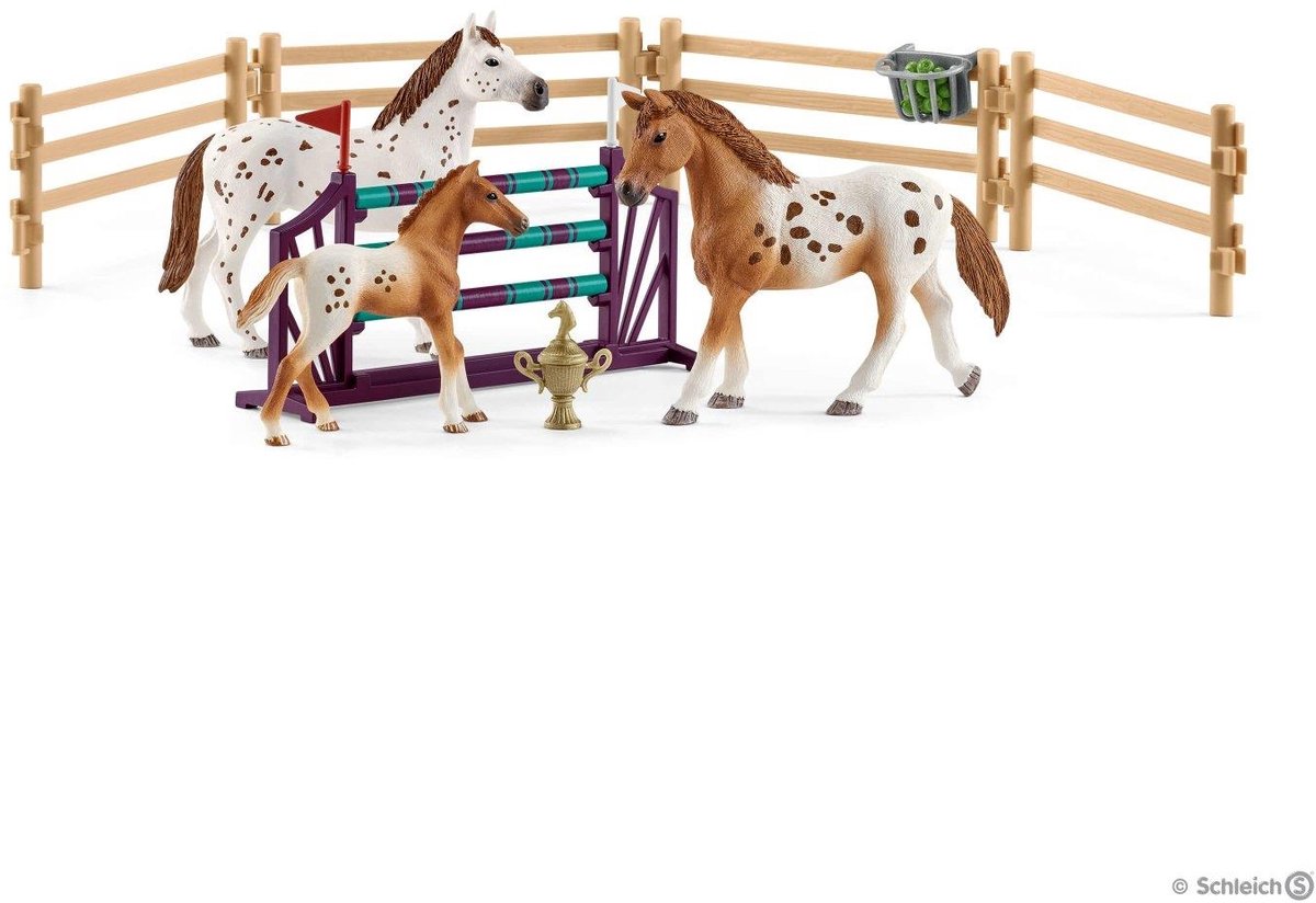 schleich HORSE CLUB - Lisa's toernooitraining - Kinderspeelgoed - Paarden speelgoed - 3 Appaloosa's en Hindernissen - 17 onderdelen — afbeelding 13