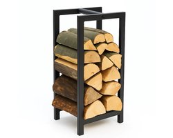 Lomera Haardhoutrek - Houtopslag - Metaal - Mat Zwart - Houtrek - Haardhout Rek - Hout Opslag