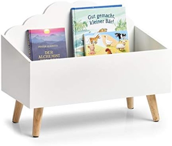 Bibliothèque - Coffre de rangement moderne pour enfant au Design scandinave - Opbergbox à Jouets Witte - Solution de rangement multifonctionnelle pour chambre d'enfant - Dimensions 58x28x45 cm