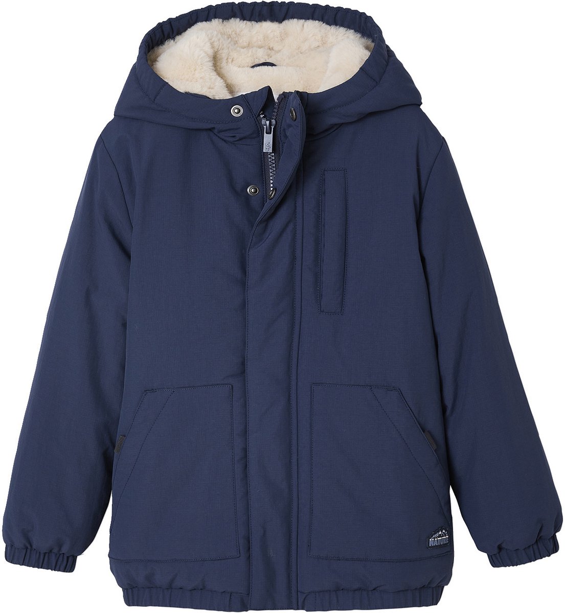 Vertbaudet Ripstop parka met imitatiebontvoering voor jongens