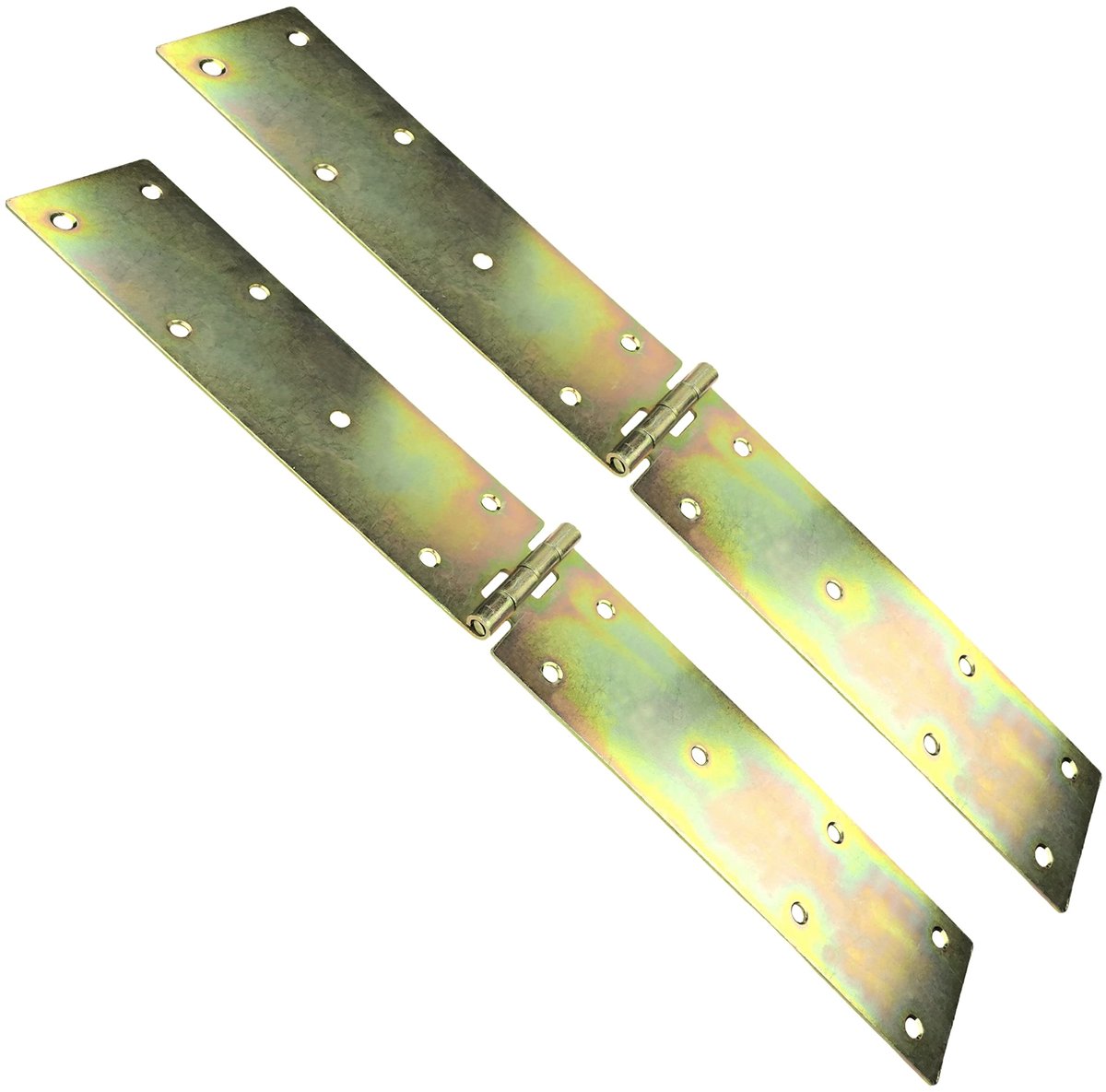 C57925 - Set van 2 Universele Scharnieren - Rechthoekig 350 x 50 mm - 14 Gaten - Geel Verzinkt Staal