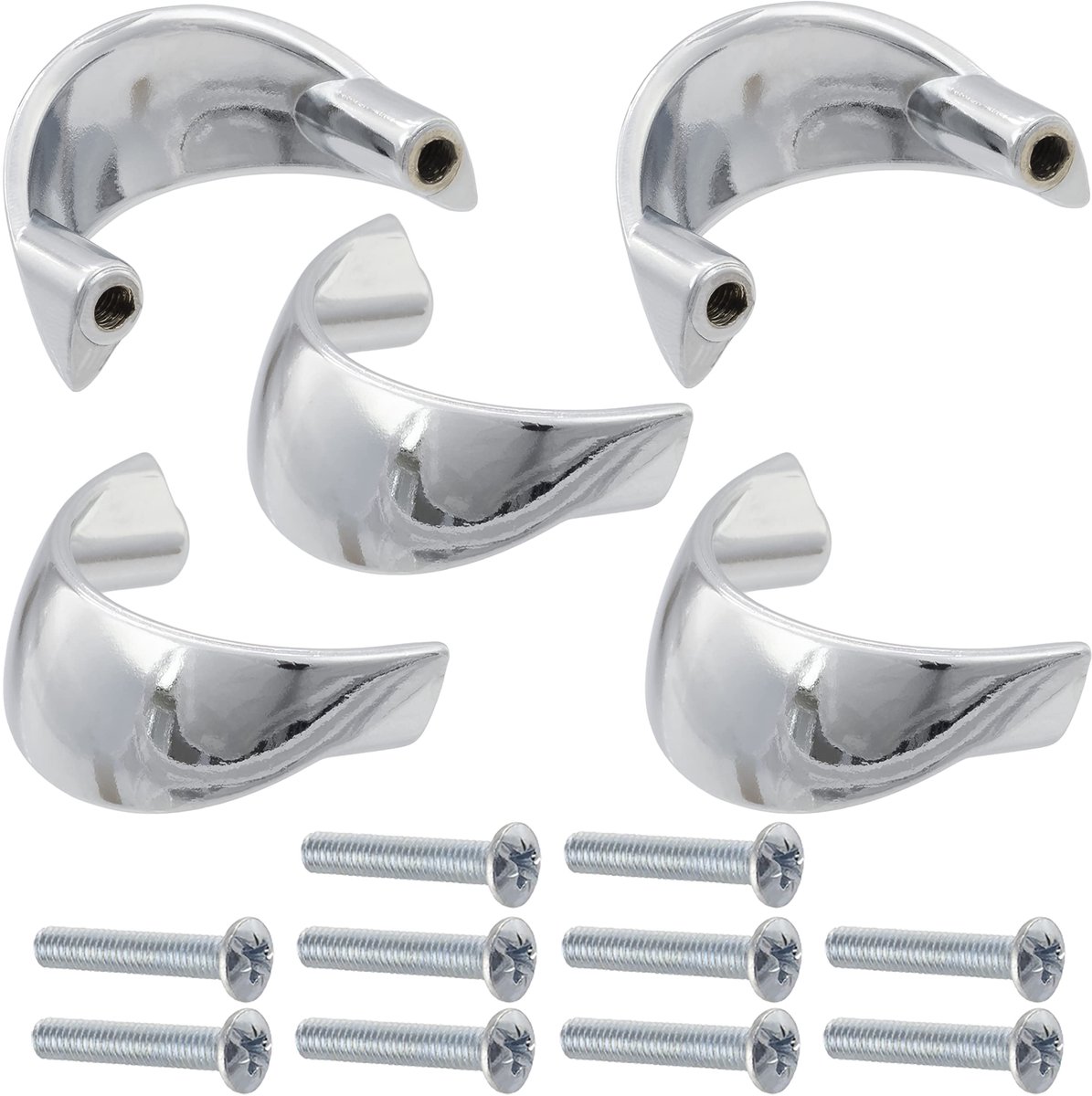 C41421 - Set van 5 meubelhandgrepen - 32mm schroefafstand - metalen ontwerp - chroomafwerking