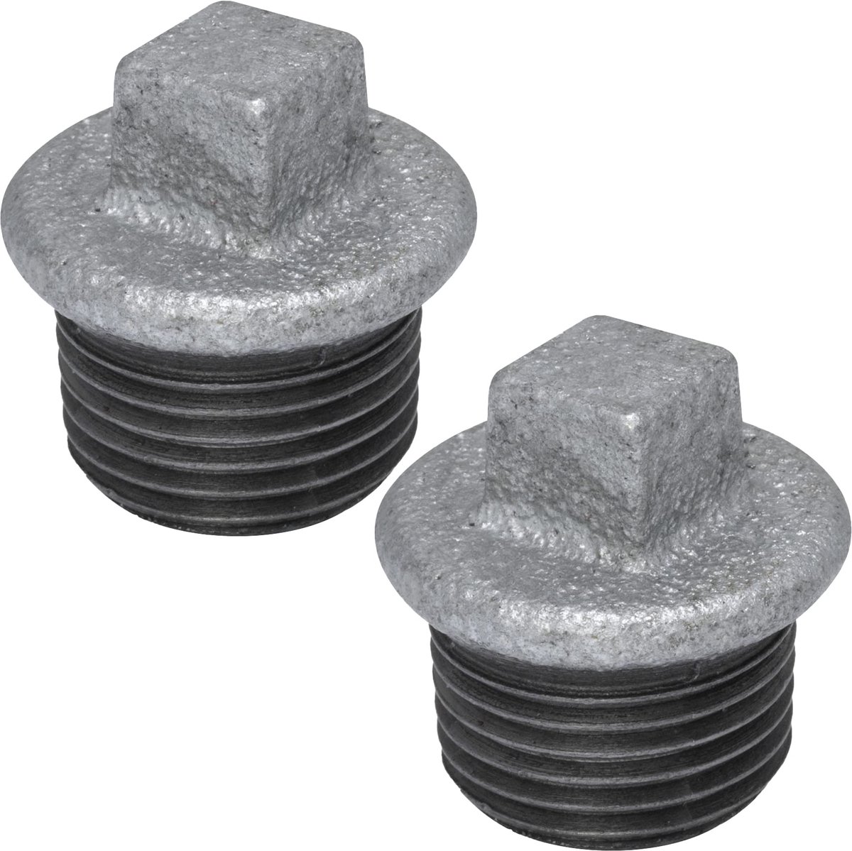 C65028 - Set van 2 schroefdoppen 1/2 inch - gegalvaniseerd - voor leidingen en verwarmingssystemen
