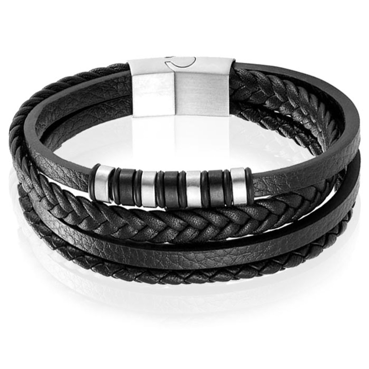 Mendes Heren armband - 21 cm - Zwart