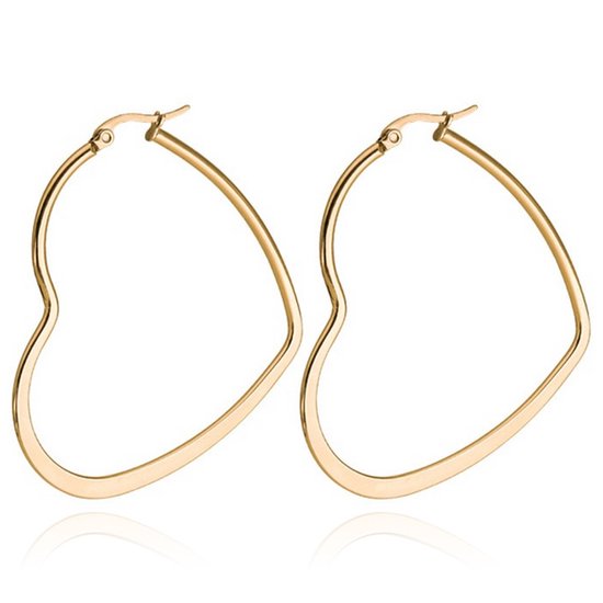 Cilla Jewels Boucles d'oreilles femme Acier inoxydable Coeur doré-60mm