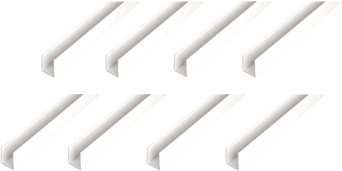 Alberts 8 x U-Profil, Aluminium, wit, 10 x 21 x 10 x 1 mm, lengte 2 m