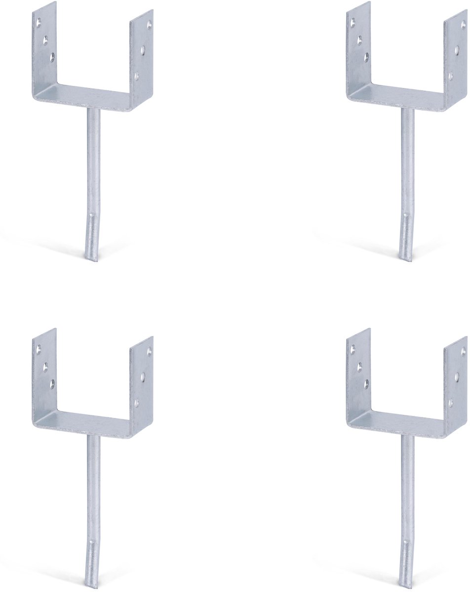 Alberts 4 x U-paaldrager mit Rundstahl-betonanker, 121x104 mm, betonanker 200 mm, thermisch verzinkt, voor inbetonneren