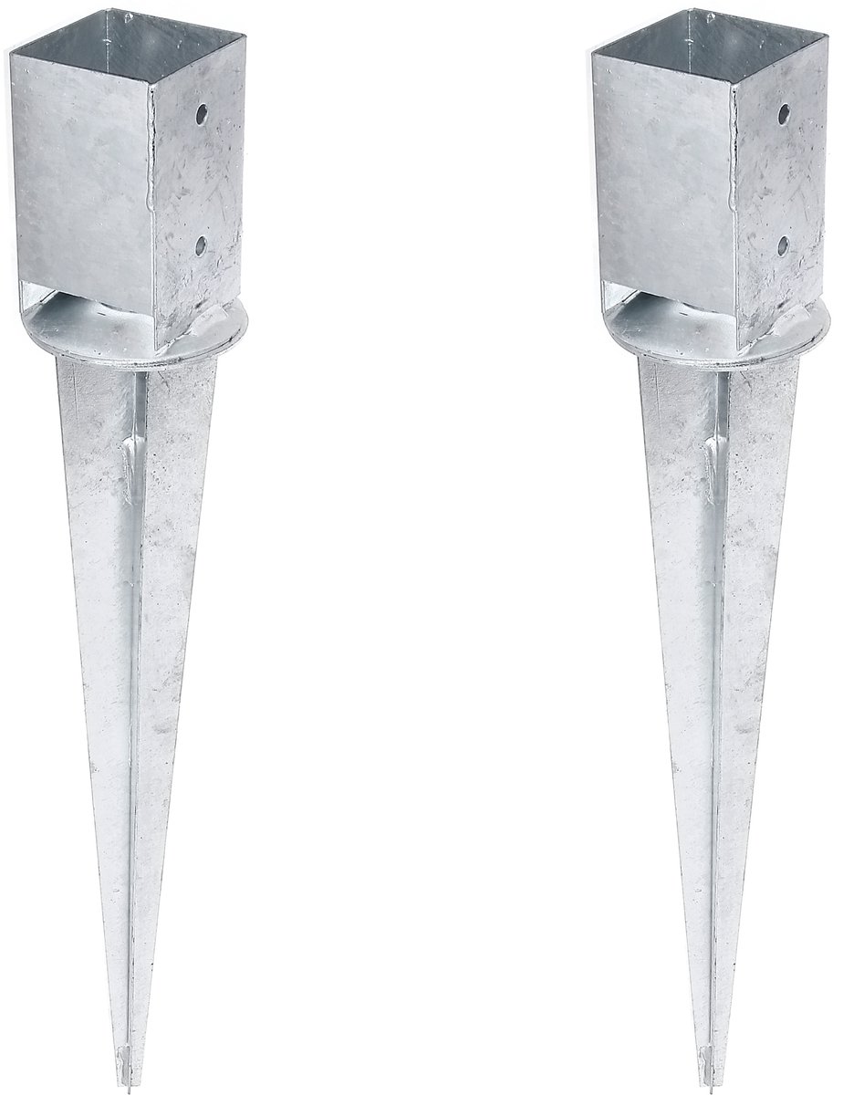 Alberts 2 x inslaggrondhuls, verstellbar, 91 x 91 mm, lengte 750 mm, thermisch verzinkt, voor inbetonneren