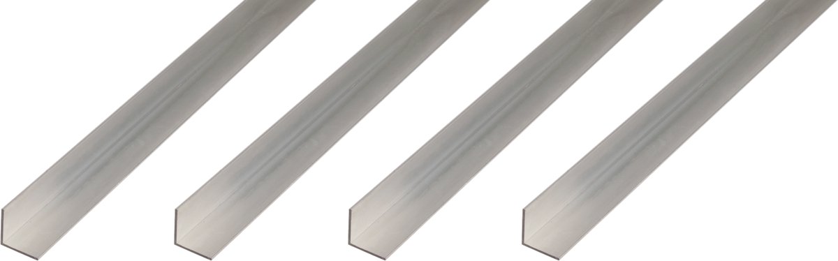 Alberts 4 x BA-Profil, hoekprofiel, aluminium, naturel, 10 x 10 x 1 mm, lengte 1 m