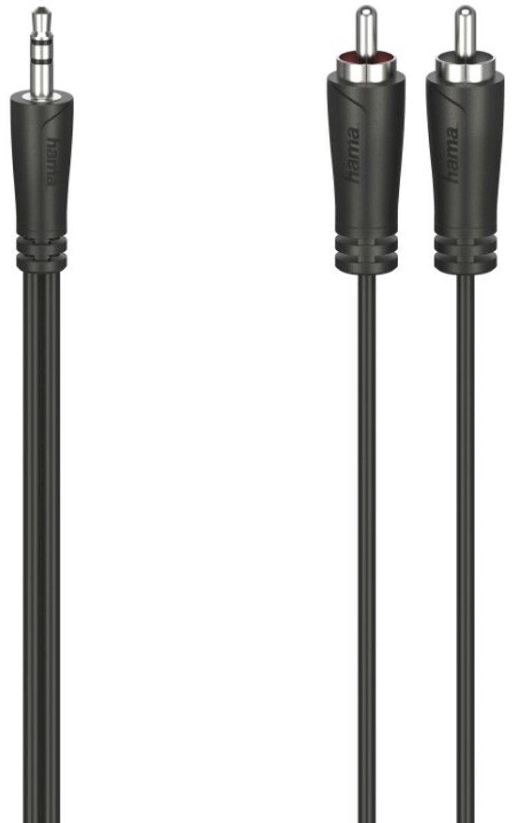 Hama Audiokabel, 3,5-mm-jack-stekker - 2 cinch-stekker, stereo, 3,0 m Mini jack kabel Zwart