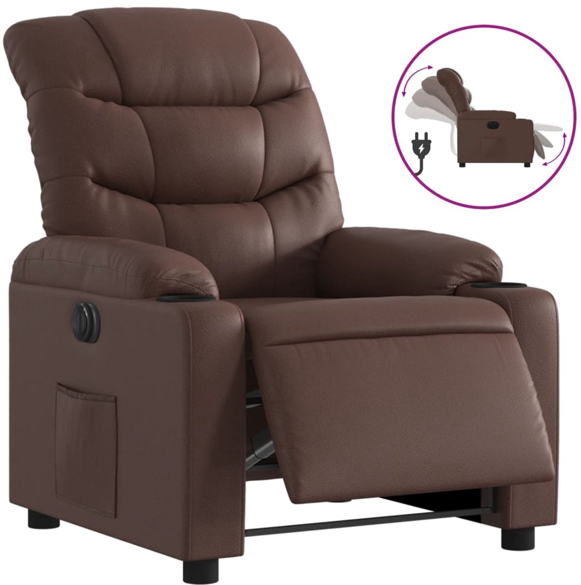vidaXL Fauteuil - verstelbaar - elektrisch - kunstleer - bruin