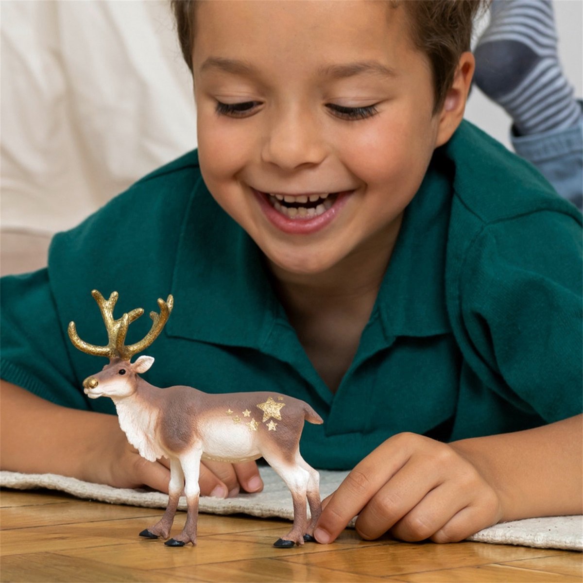 Schleich Wild Life Rendier speelfiguur met goudglanzend gewei thumbnail 3