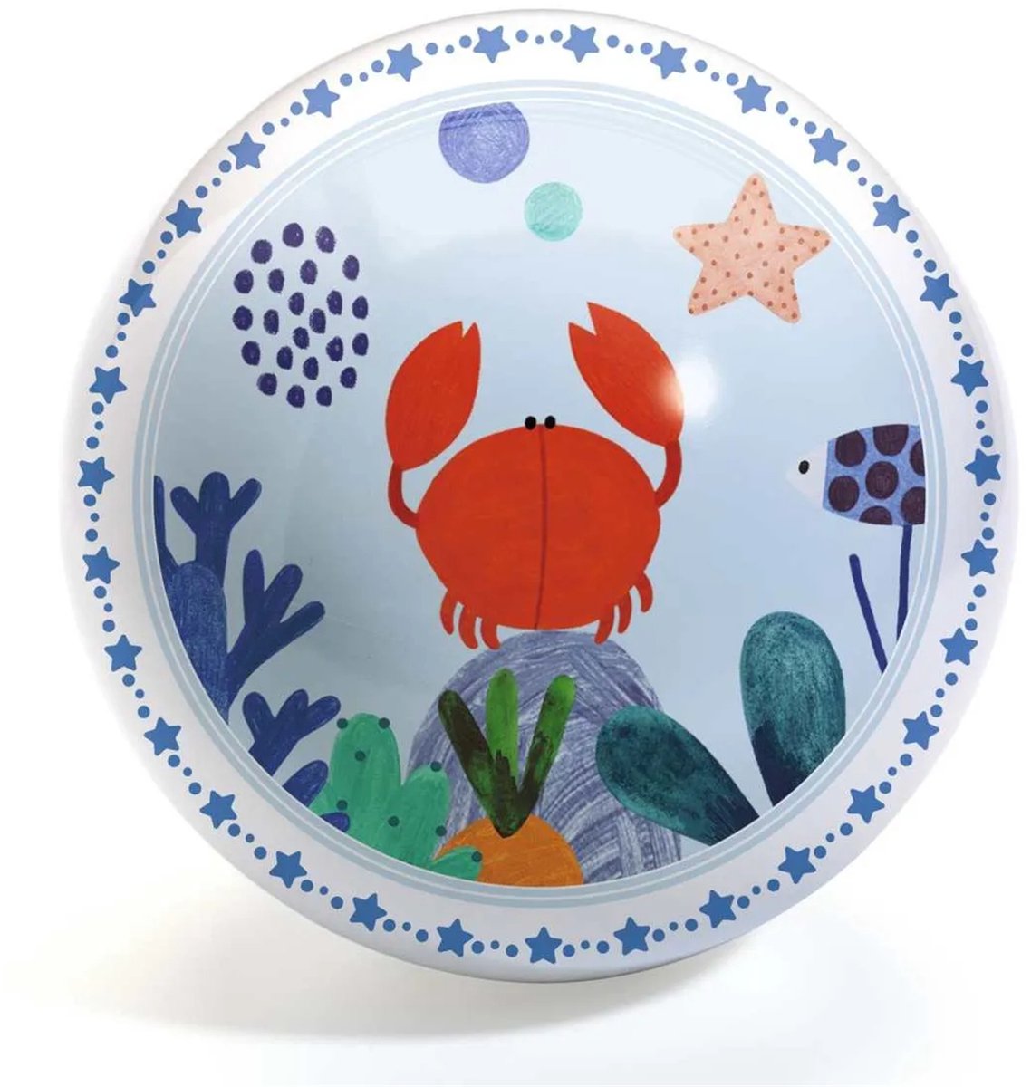 Djeco bal Fishee ball - kleurrijke speelbal zee thema Ø22 cm.