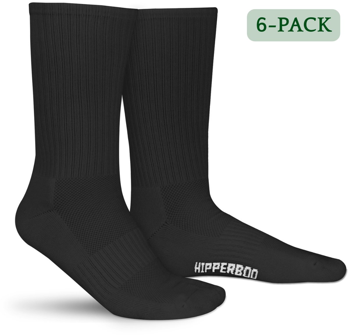 Hipperboo® 6 Paar Bamboe Sportsokken - Maat 39-42 - Zwart - Dames & Heren Sportsokken - Hardloopsokken - Tennis Sokken - Padel Sokken - Meerdere Maten en Kleuren - Naadloos