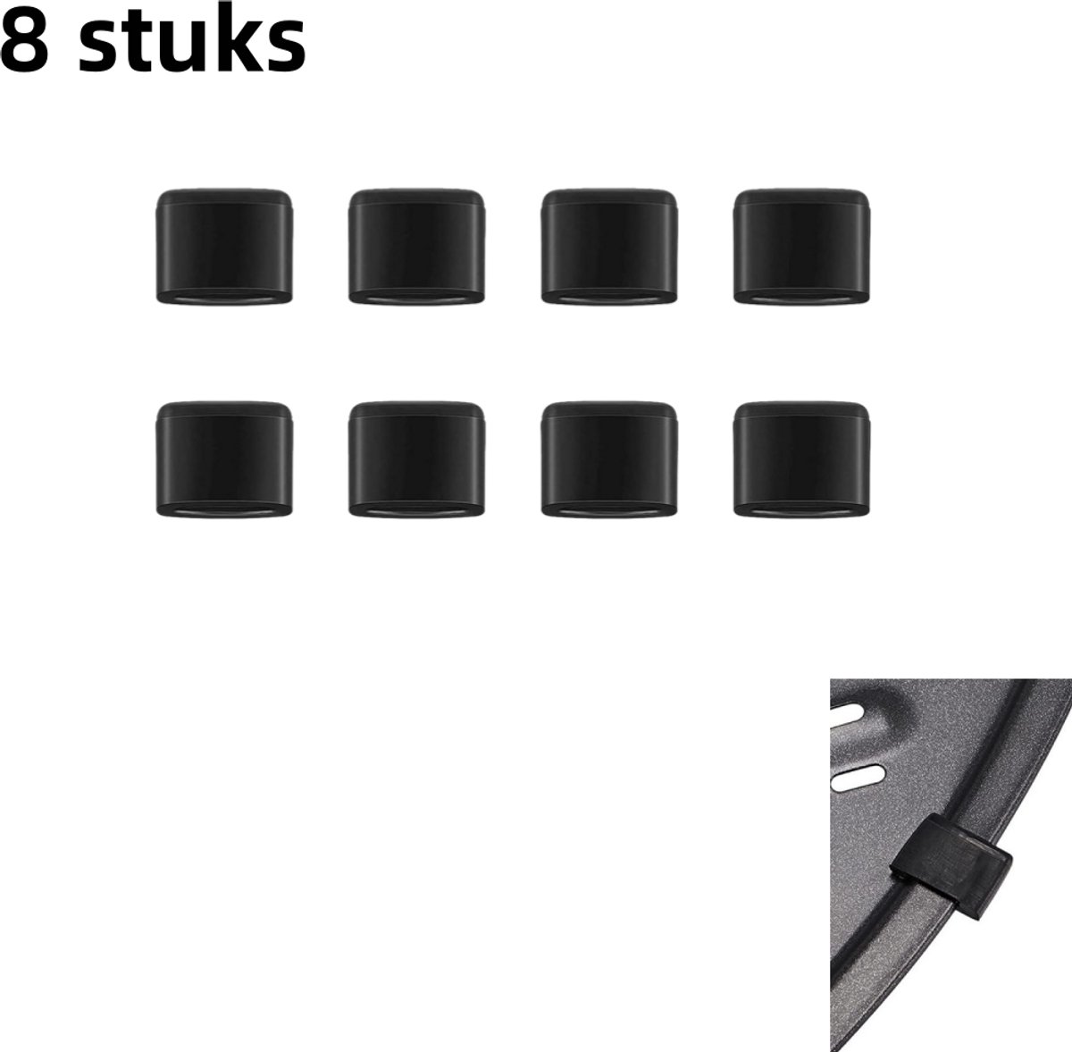 8-pack - Siliconen dop beschermhoezen - Geschikt voor Airfryer accessoires - Bakmatten - Zwart