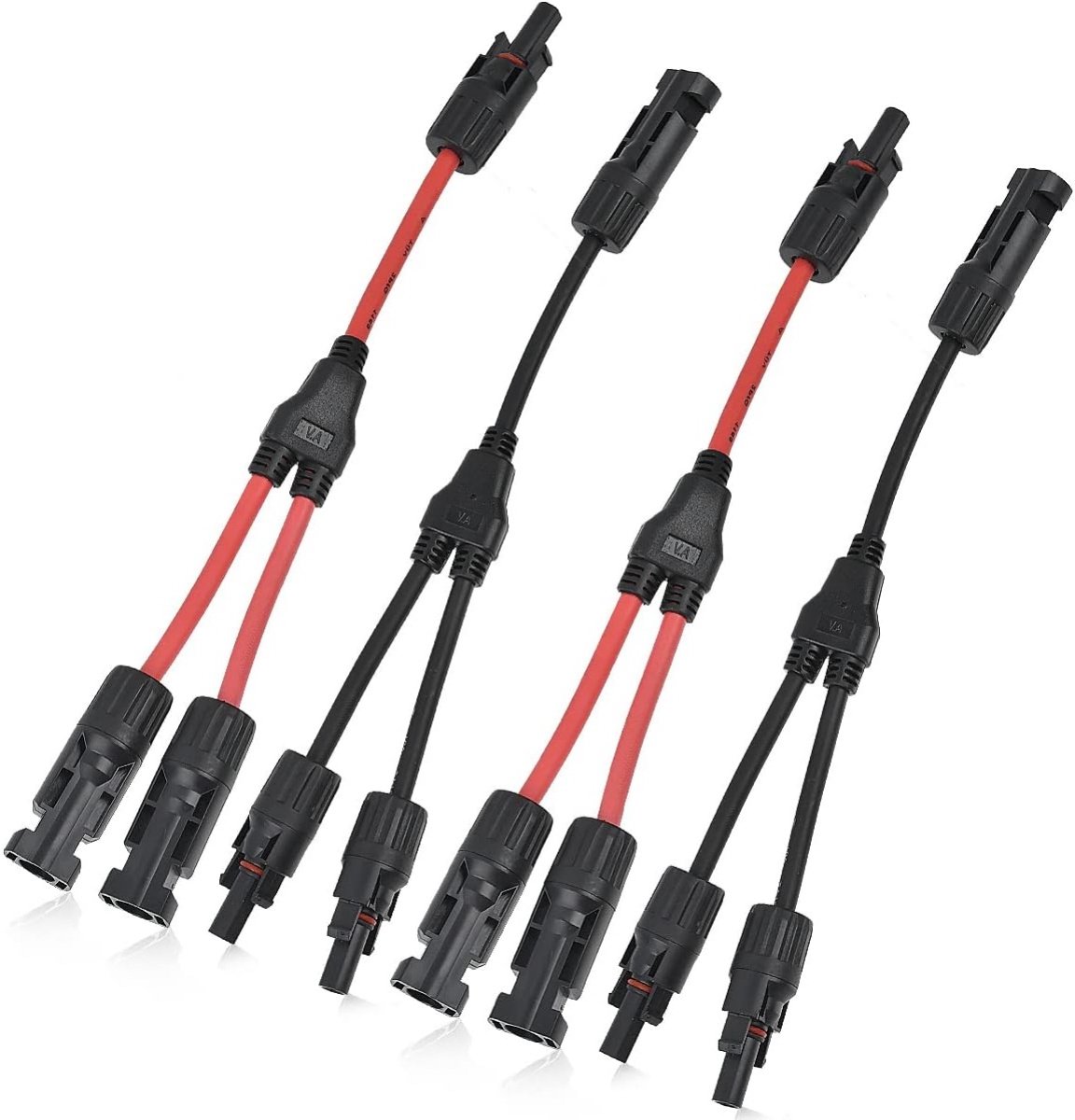 TOVBMUP 4 Stuks Solarkabel Y-Verteiler - MC4 Paralleladapter - IP67 Waterdicht en Hittebestendig - Geschikt voor Alle Standaard Zonnepanelen - Plastic - 2.5/4/6mm 30A DC 1000V -40°C tot +90°C