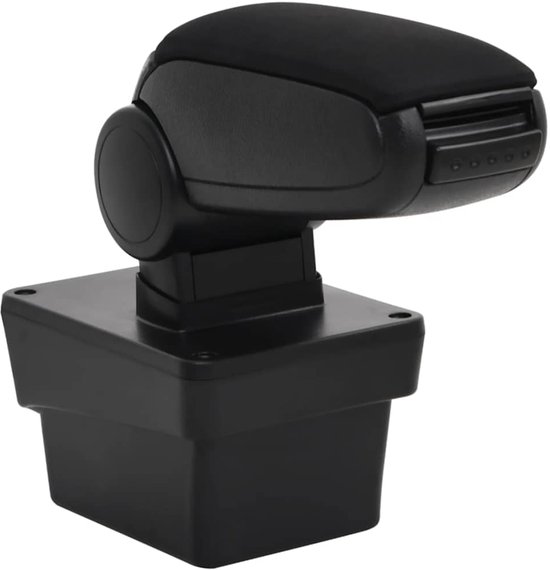 Accoudoir noir avec dessus textile sur socle plastique, avec fermeture nervurée.