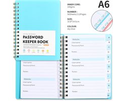 Wachtwoordenboekje - Wachtwoordenboekje met alfabet - Password Organizer - A6 - Wachtwoorden notitieboek - Password book - Voor internet, website, adres, contacten