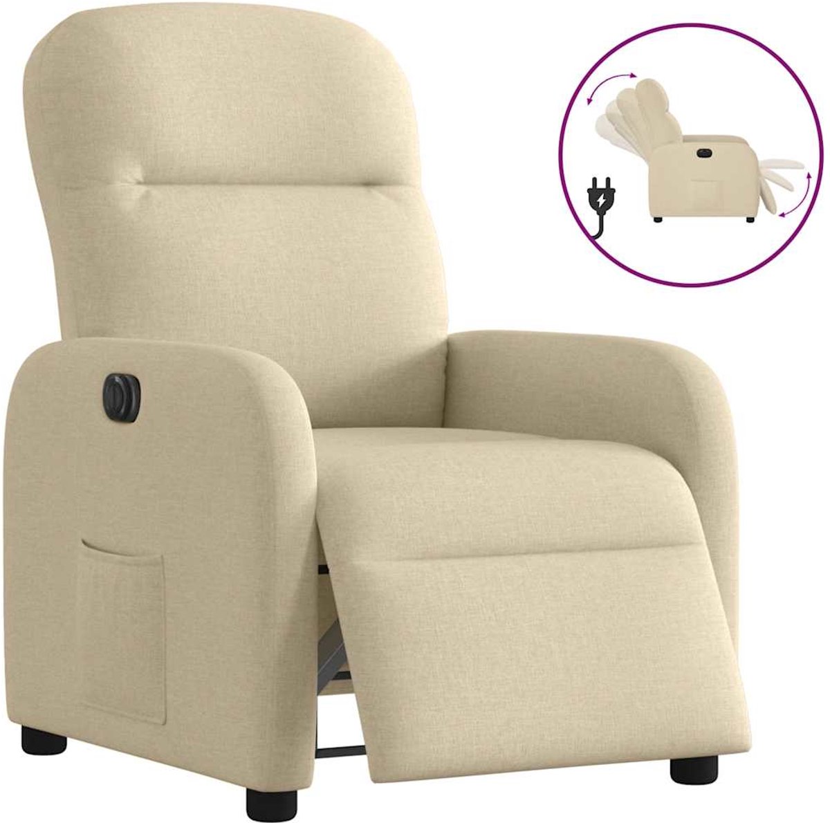 vidaXL Fauteuil - verstelbaar - elektrisch - stof - crèmekleurig