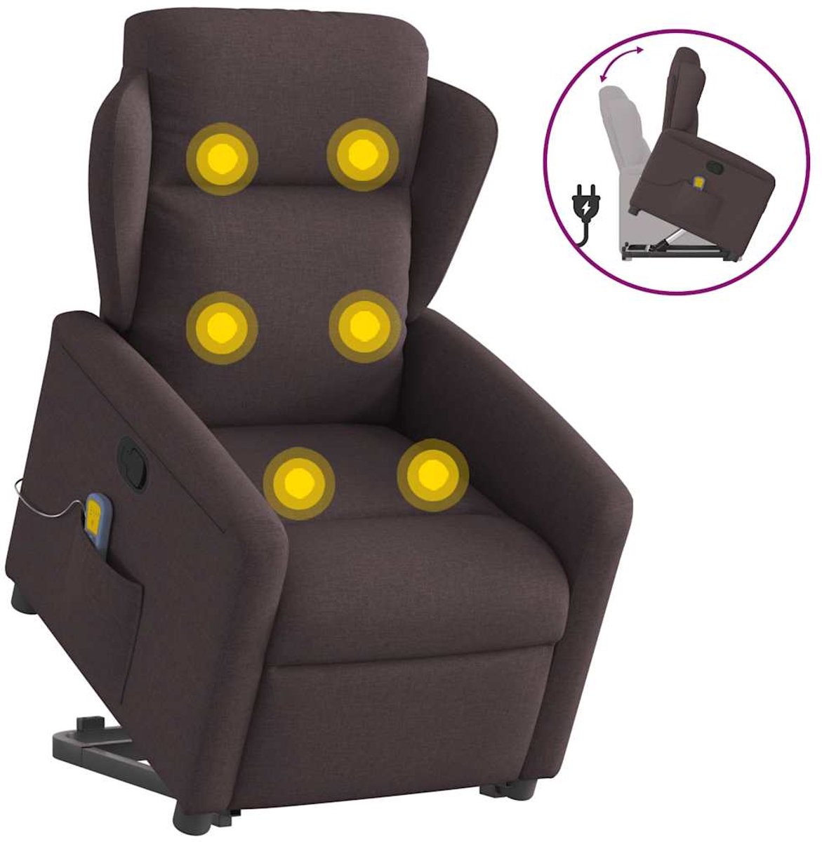 vidaXL Sta-op-massagestoel - verstelbaar - stof - donkerbruin