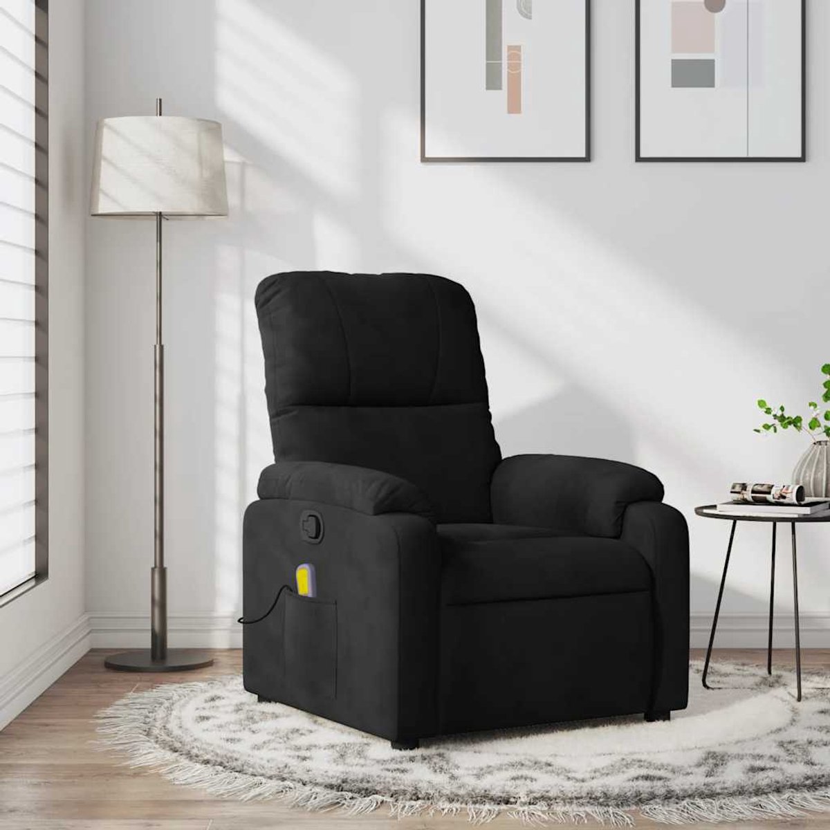 vidaXL Massagestoel - van - zwarte - microvezelstof