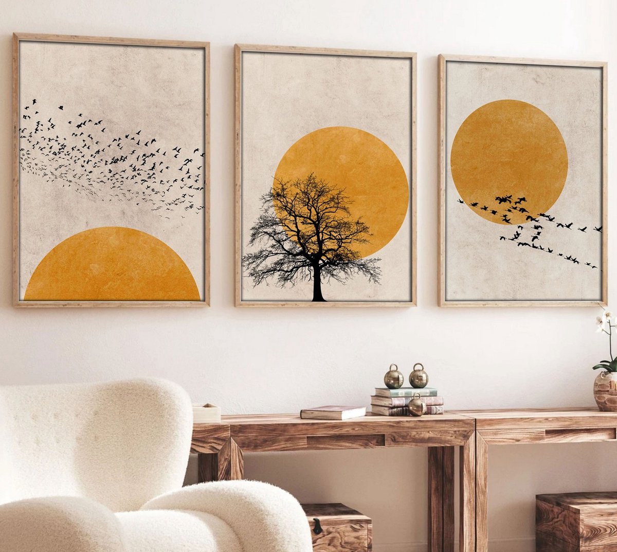 Asir - Decoratief MDF Schilderij - Veelkleurig - 30 x 40 cm (3 stuks)